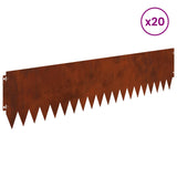 Lawn Edging 20 pcs 103 x 25 cm Steel Rusty 8008503