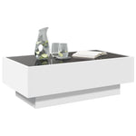 ZNTS Coffee Table with LED White 90x50x30 cm Engineered Wood 847518