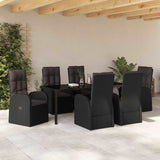 Garden Dining Set with Cushion 7 pcs Black Poly Rattan 3379525