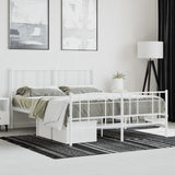 Metal Bed Frame without Mattress with Footboard White 120x200cm 352545