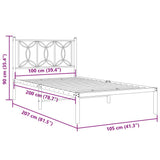 Metal Bed Frame without Mattress with Headboard White 100x200cm 376172