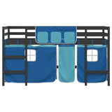 ZNTS Kids' Loft Bed with Curtains without Mattress Blue 90x200cm 3206971