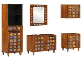Bathroom Furniture Set with Shelf 5 pcs Walnut Solid Mango Wood 3310093