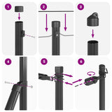 Embedded Fence Post 7 pcs Grey Powder-Coated Steel 42004206