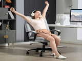 Double Padded Linen-Look Office Chair - Light Grey T3398P377410
