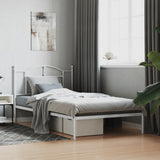 Metal Bed Frame without Mattress with Headboard White 107x203cm 353484