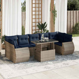 8 Piece Garden Sofa Set with Cushions Grey Poly Rattan Acacia 3326602