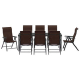 Garden Dining Set 9 pcs Brown Powder-Coated Steel 3379267