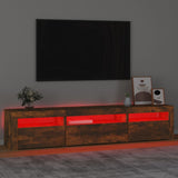 TV Cabinet with LED Lights Smoked Oak 195x35x40 cm 3152743