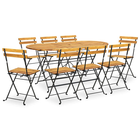 9 Piece Folding Outdoor Dining Set Solid Acacia Wood 3058158
