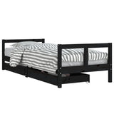 Kids Bed Frame with Drawers Black 80x200 cm Solid Wood Pine 834407