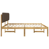 Bed Frame with Upholstered Headboard Whitewash and Taupe 3405094