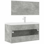 ZNTS 3 Piece Bathroom Furniture Set Concrete Grey Engineered Wood 3324894