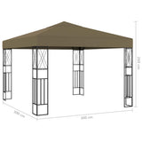 Gazebo with LED String Lights 3x3 m Taupe Fabric 3070330