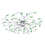 ZNTS Ceiling Lamp with Acrylic Crystal Leaf Arms for 5 E14 Bulbs Green 289241