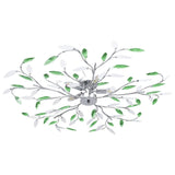 ZNTS Ceiling Lamp with Acrylic Crystal Leaf Arms for 5 E14 Bulbs Green 289241