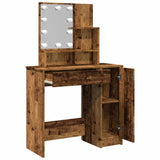 Dressing Table with LED Old Wood 86.5x35x136 cm 857023