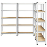 5-Layer Storage Shelves 4 pcs Silver Steel&Engineered Wood 3307591