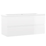 ZNTS Sink Cabinet with Built-in Basin High Gloss White Engineered Wood 3071573