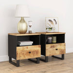 ZNTS Bedside Cabinets 2 pcs Solid Wood Mango&Engineered Wood 350649