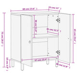 Side Cabinet 60x33x75 cm Solid Wood Mango 358214