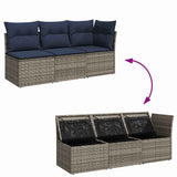 Garden Sofa with Cushion 8 pcs Grey and beige Poly rattan 366165