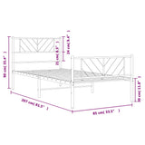 Metal Bed Frame without Mattress with Footboard Black 80x200cm 372188