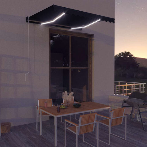 Manual Retractable Awning with LED 300x250 cm Anthracite 3051243
