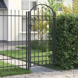 Fence Gate ASSEN 100 x 195 cm Powder-Coated Steel Grey Lockable 42008929