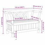 Garden Storage Bench Brown 119 x 76 x 44cm Solid pine wood 4012182
