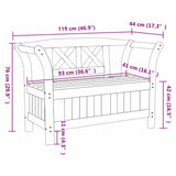 Garden Storage Bench Brown 119 x 76 x 44cm Solid pine wood 4012182