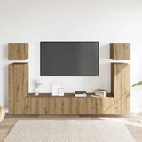 8 Piece TV Cabinet Set Wall-mounted Artisan Oak Engineered Wood 3329010