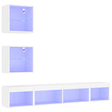 5 Piece TV Wall Units with LED White Engineered Wood 3216697