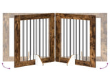 Foldable Dog Gate with Stands 2 pcs Smoked Oak 160.5 cm 892039