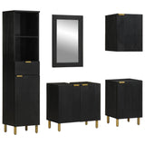5 Piece Bathroom Furniture Set Black Engineered Wood 3309997