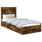 Storage Bed with Drawer Smoked Oak 100 x 200 cm Engineered Wood 3409936