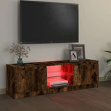 TV Cabinet with LED Lights Smoked Oak 120x30x36 cm 815708