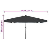Garden Parasol Anthracite 395 x 395 x 245 cm Polyester 42003646