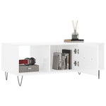 ZNTS Coffee Table High Gloss White 102x50x40 cm Engineered Wood 829294