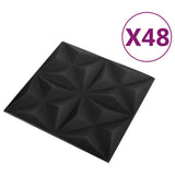 3D Wall Panels 48 pcs 50x50 cm Origami Black 12 m 150918