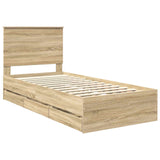 Bed Frame with Drawer Sonoma Oak 90 x 190 cm Engineer Wood 3409498