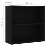 ZNTS 2-Tier Book Cabinet Black 80x30x76.5 cm Engineered Wood 801000