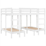 Triple Bunk Bed Frame White 140x200/70x140 cm Solid Wood Pine 3308578