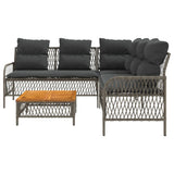 2 Piece Garden Sofa Set with Cushions Grey Poly Rattan 368734