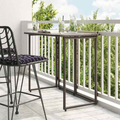 ZNTS Folding Garden Table Brown 90x51x75 cm Poly Rattan 4108255