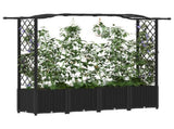 Raised Bed with Trellis and Roof Black 204 x 40 x 141 cm PP 42032532