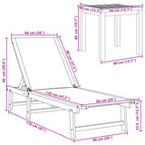 Sun Lounger with Table Taupe Solid Wood Acacia and Textilene 4008419