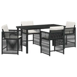 Garden Dining Set 5 pcs Black Poly Rattan 3380770