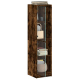 Highboard with Glass Doors Smoked Oak 35x37x142 cm 836438