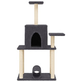 Cat Tree with Sisal Scratching Posts Dark Grey 122 cm 172090